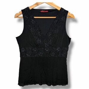 Vintage Y2K Tape Measure Black Lace Babydoll Tank Fairycore Top Whimsigoth Large